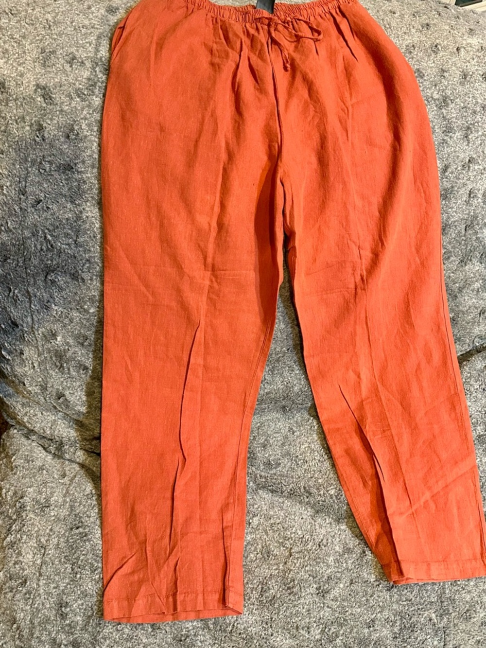 Women's Wide Leg Linen-Blend Pants — Rust Orange